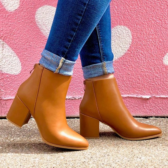 Maple Tan Vegan Leather Ankle Boots - Picture 3 of 9